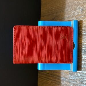 Louis Vuitton Red Epi Pocket Organizer Wallet w/ COA